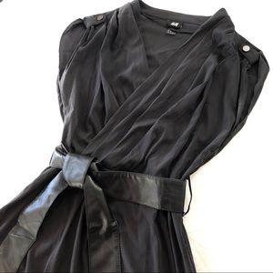 [ Sold ] H&M Wrap Dress with Vegan Leather Belt, Size 10